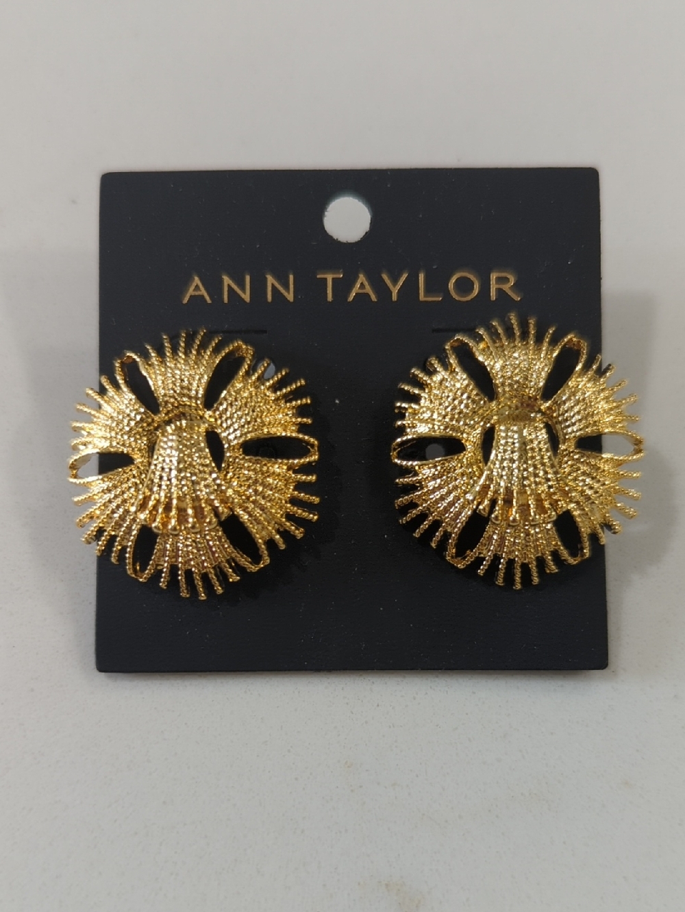 Ann Taylor Radiant Gold Sculptural Floral Design Earrings